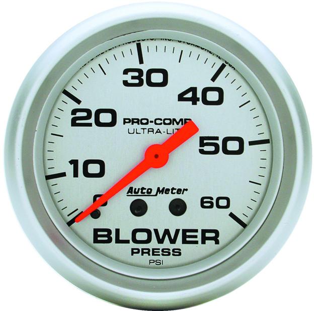 Blower Pressure Gauge Single Silver Ultra-lite Series - Autometer Universal