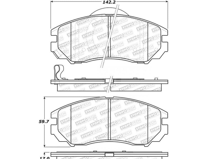 Brake Pad w/ Shim Hardware Front - StopTech 2004-08 Hyundai Tiburon V6 2.7L