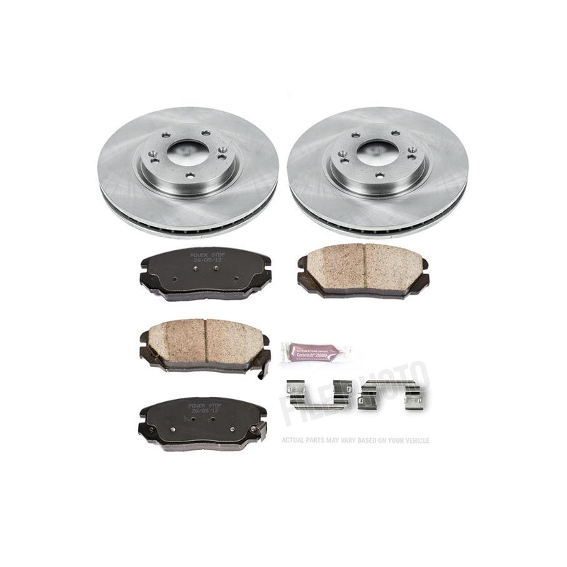 Brake Disc And Pad Kit Set Of 2 Plain Surface Oe - Powerstop 2006 Sonata 6 Cyl 3.3L