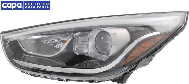 Headlight Left Single Clear W/ Bulb(s) Capa Certified - Replacement 2014-2015 Tucson