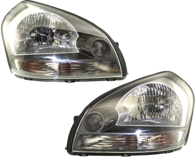 Headlight Set Of 2 Clear W/ Bulb(s) - Replacement 2005-2009 Tucson