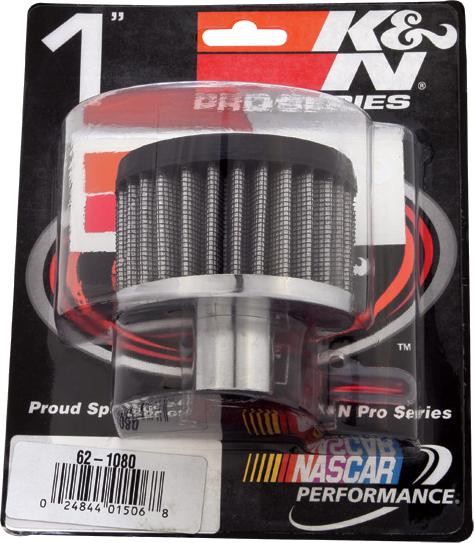 Crankcase Breather Filter Element Single Chrome ; Black - K&N Universal