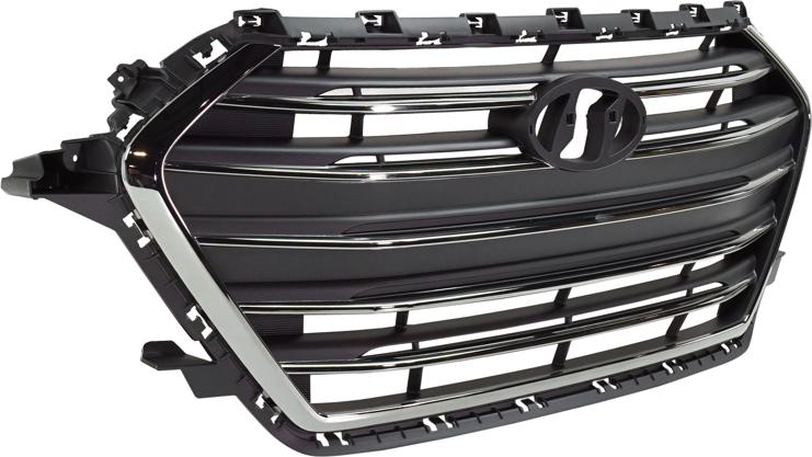 Grille Assembly Single Black Chrome Plastic - Replacement 2017 Elantra