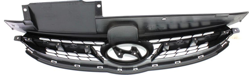 Grille Assembly Single Gray Plastic Sedan - Replacement 2011-2013 Elantra