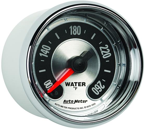 Water Temperature Gauge Single Silver American Muscle Series - Autometer Universal