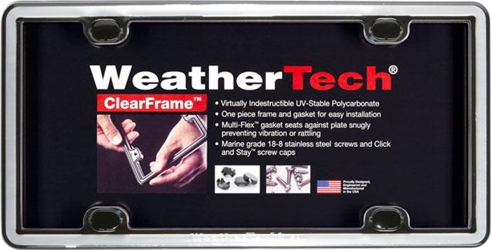 License Plate Frame Single Chrome Black Trim Eastman Durastar Polymer Cleare Series - Weathertech Universal
