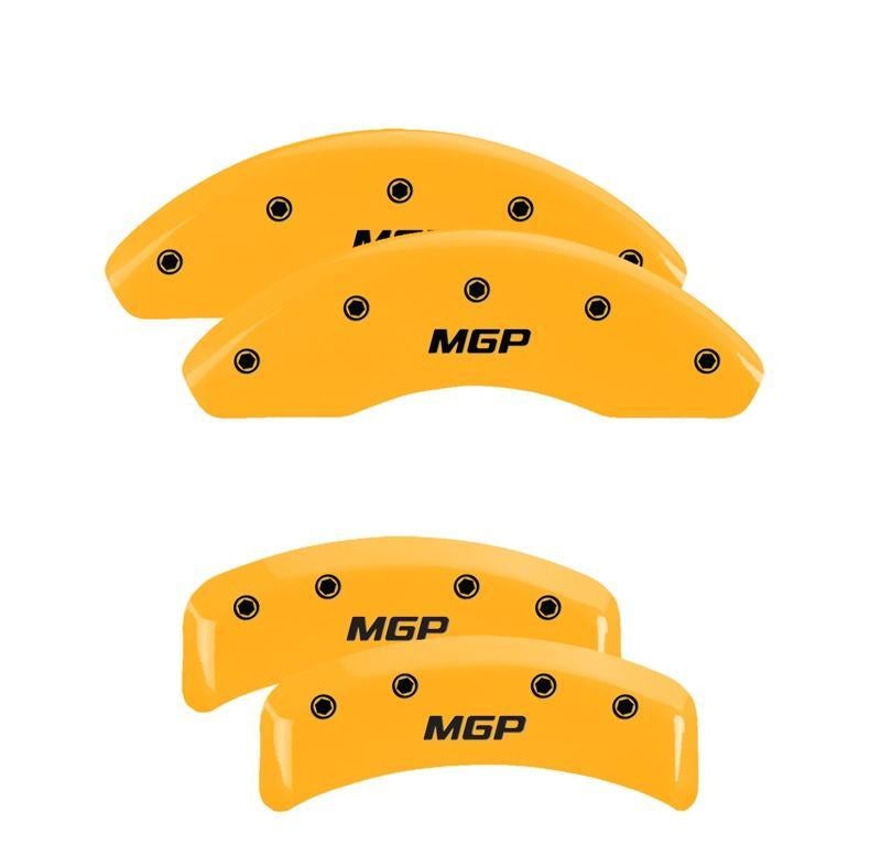 Caliper Covers Set Of 4 Yellow Finish Black - MGP Caliper Covers 2010 Hyundai Sonata