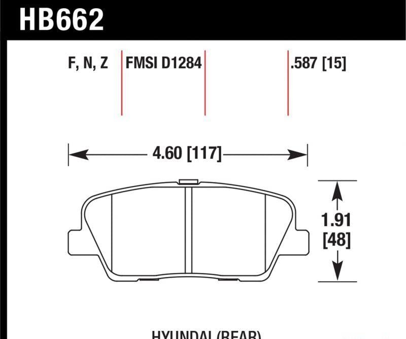 Disc Brake Pad Rear HB662N.587 - Hawk Performance 2013 Hyundai Santa Fe  and more