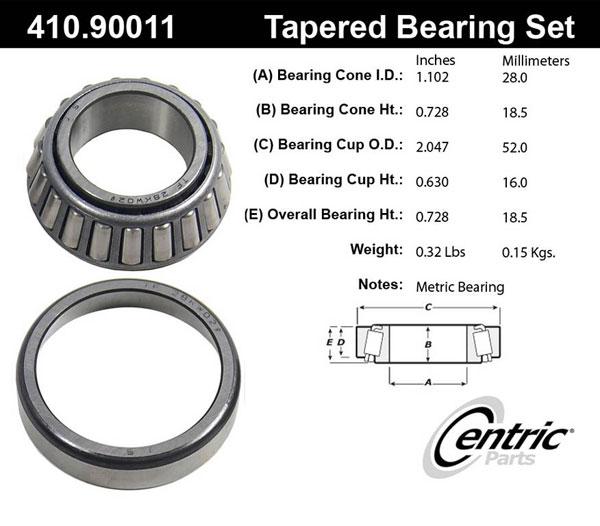 Wheel Bearing Single C-tek Series - Centric Parts 1988 Excel