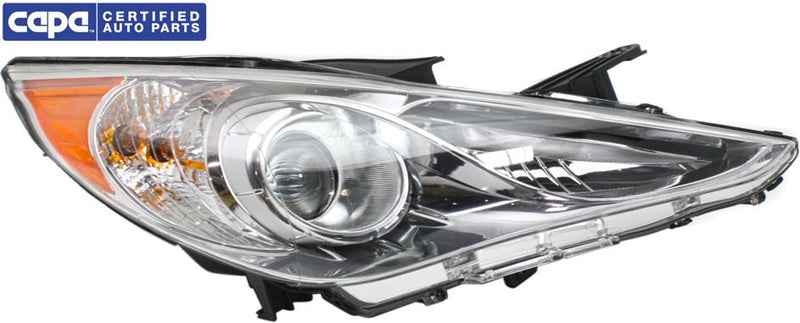 Headlight Right Single Clear ; Chrome Capa Certified W/ Bulb(s) - Replacement 2011-2012 Sonata