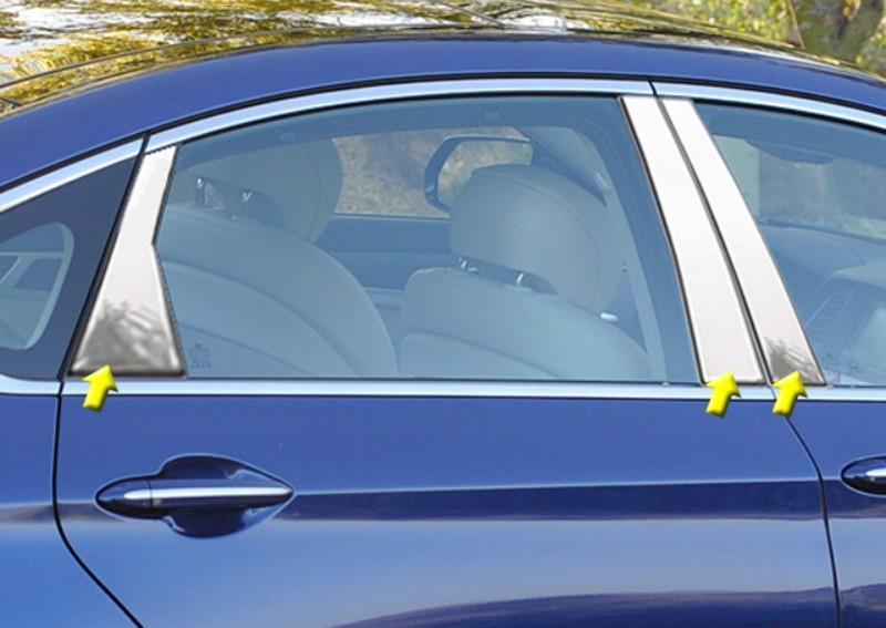 Pillar Post Trim 6 Piece Stainless - Quality Auto Accessories 2015-16 Hyundai Genesis Sedan