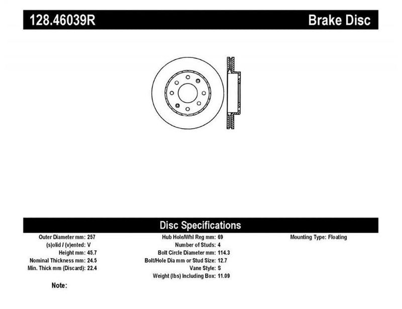 Brake Rotor Front Right Cross Drilled - StopTech 1999-01 Hyundai Tiburon  and more