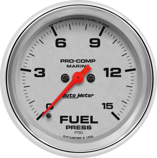 Fuel Pressure Gauge Single Silver Marine Series - Autometer Universal