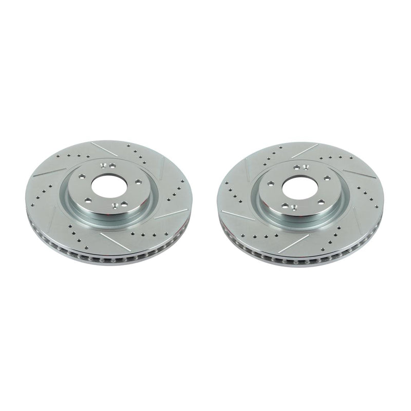 Brake Disc Left Set Of 2 Cross-drilled And Slotted Evolution Drilled & Slotted Series - Powerstop 2016-2018 Sonata 4 Cyl 1.6L