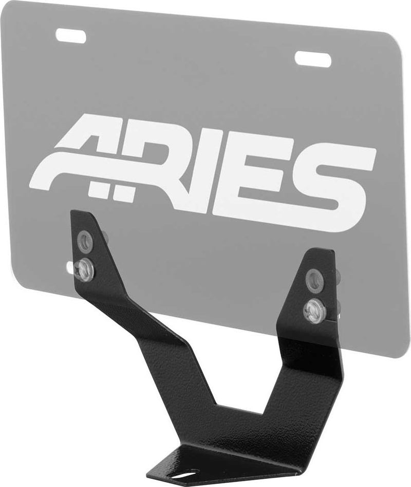 License Plate Bracket Single Powdercoated Black Steel - Aries Universal