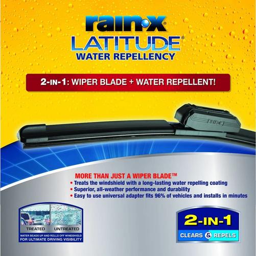 Wiper Blade Left Single Latitude Water Repellency 2-n-1 Series - Rain-X Universal