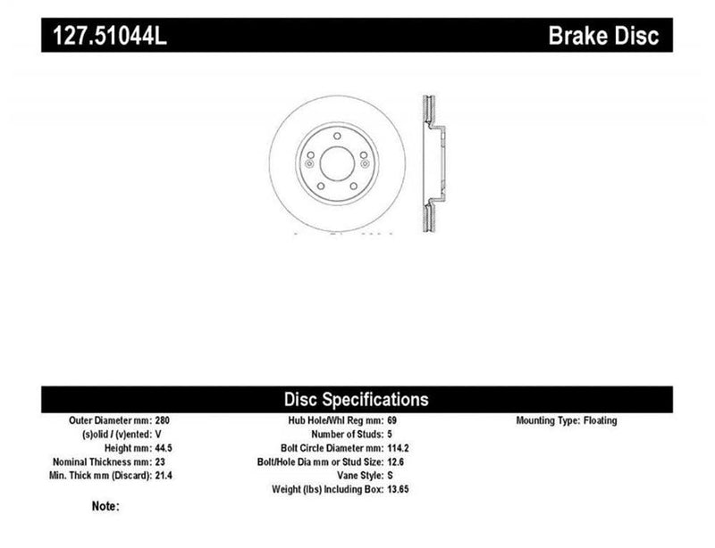 Brake Rotor Front Left Drilled Slotted - StopTech 2012-17 Hyundai Veloster  and more