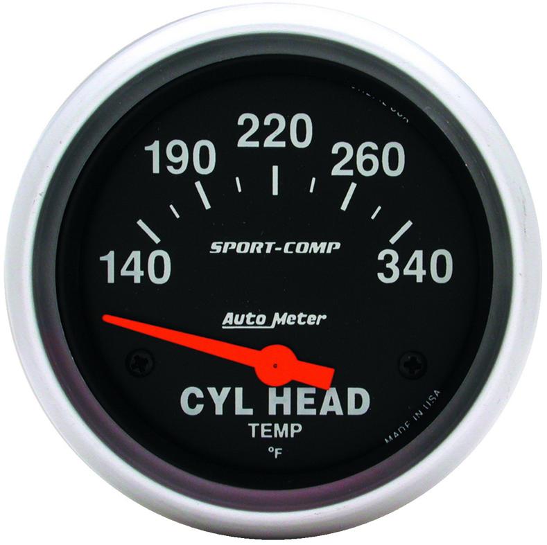 Cylinder Head Temperature Gauge Single Black Sport-comp Series - Autometer Universal