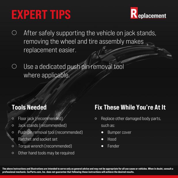 Fender Liner Right Single - Replacement 2019-2020 Elantra