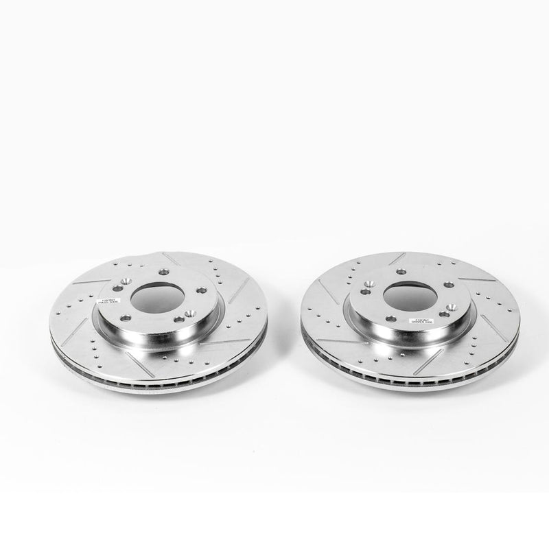 Brake Disc Left Set Of 2 Cross-drilled And Slotted Evolution Drilled & Slotted Series - Powerstop 2017-2018 Elantra 4 Cyl 1.4L