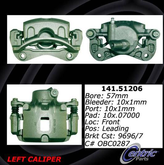Brake Caliper Left Single Posi-quiet Series - Centric Parts 1992-1993 Sonata 4 Cyl 2.0L