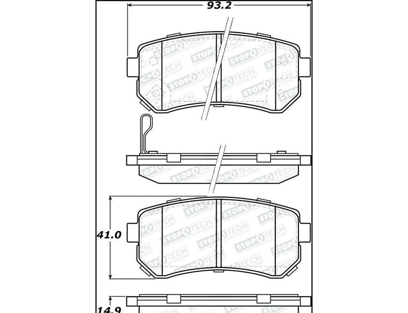 Brake Pad w/ Shim Hardware Rear - StopTech 2015-16 Hyundai Sonata  and more