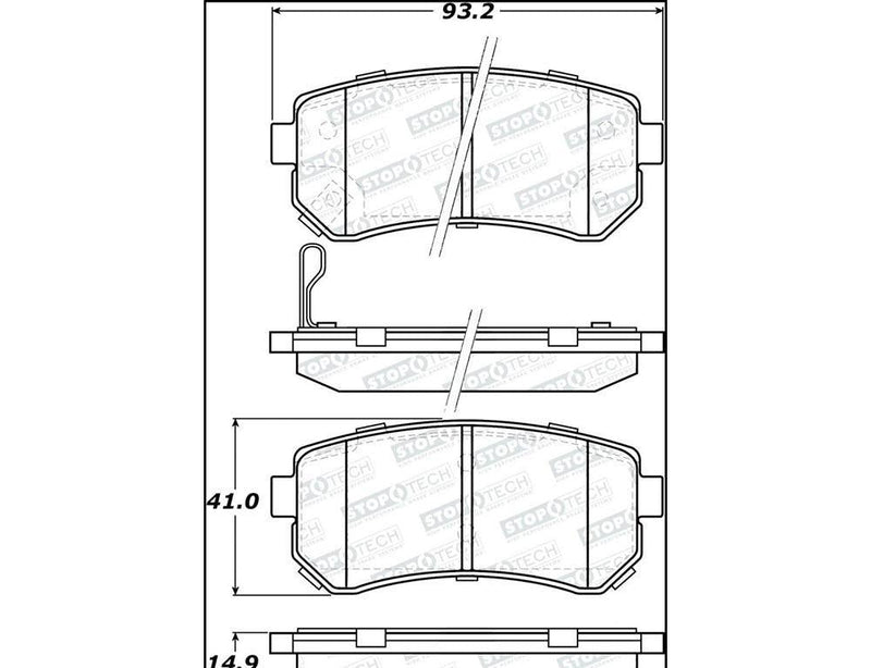 Brake Pad w/ Shim Hardware Rear - StopTech 2015-16 Hyundai Sonata  and more