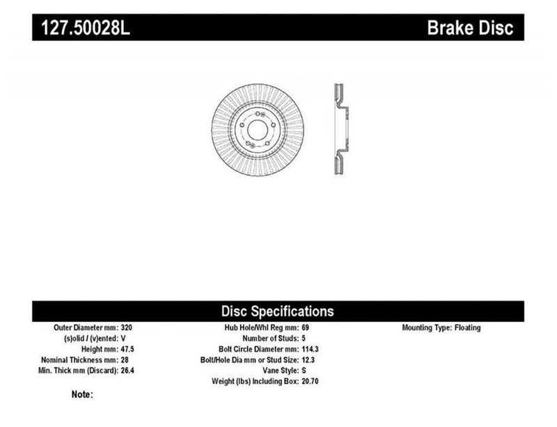 Brake Rotor Front Left Drilled Slotted - StopTech 2015-18 Hyundai Sonata  and more