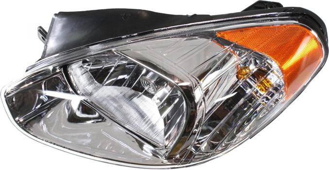Headlight Left Single Clear W/ Bulb(s) - Replacement 2007-2011 Accent