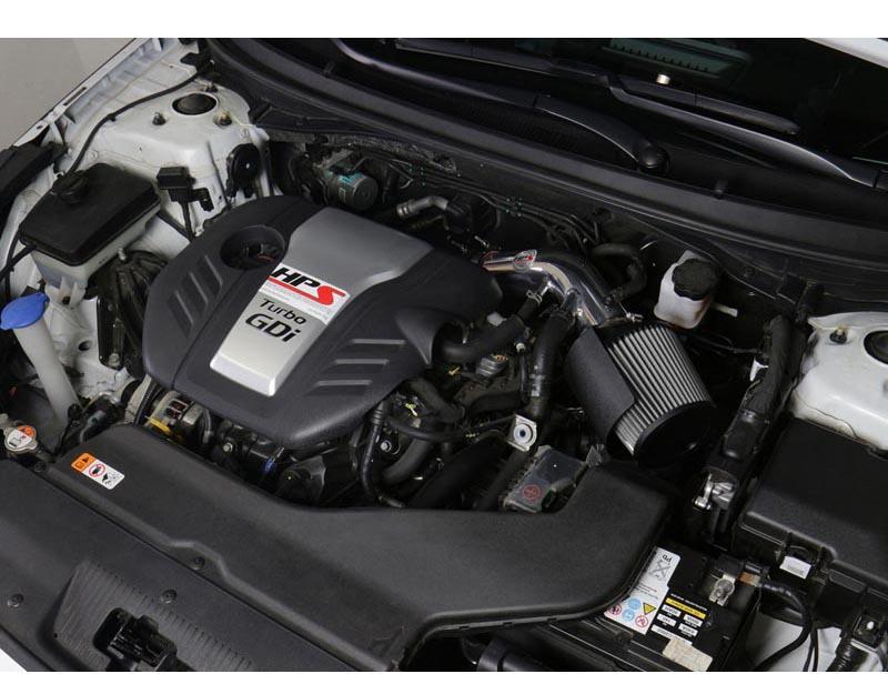 Short Ram Air Intake Air Intake Kit Incl. Heat Shield Red - HPS Performance Products 2015-17 Hyundai Sonata